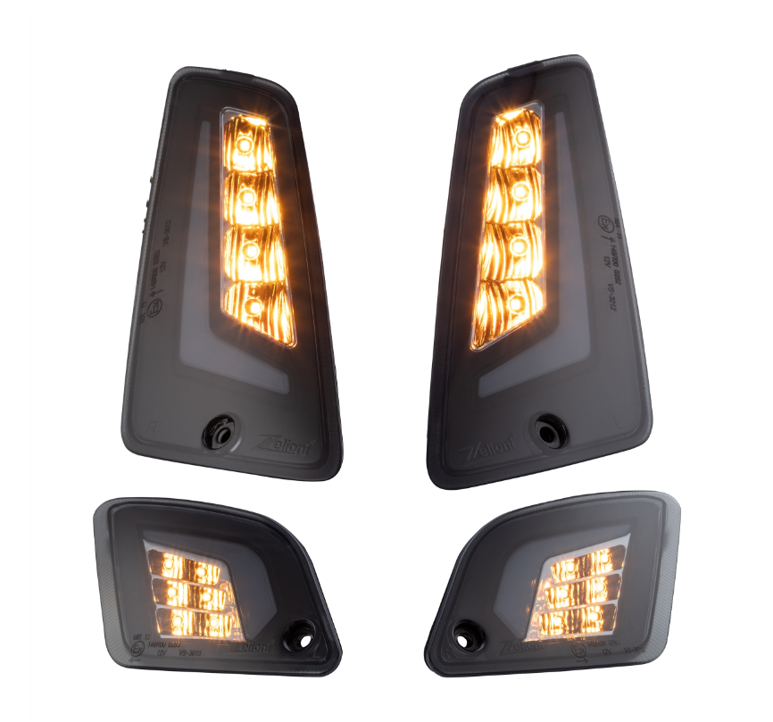 Kit indicatori di direzione ZELIONI anteriore e posteriore per Vespa GTS/GTS Super/GTV 125-300cc, colorati