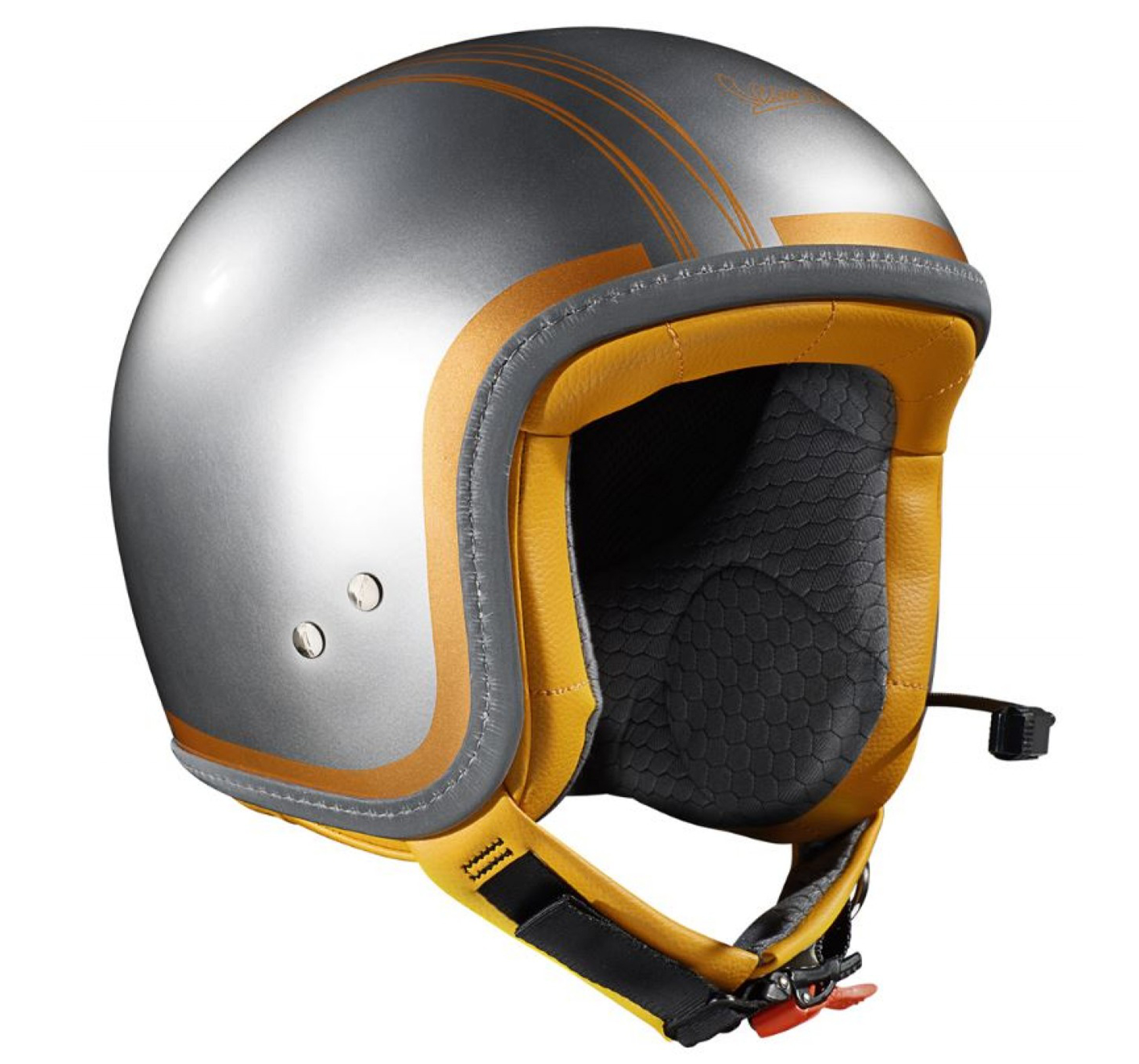 Casco Vespa jet Elettrica Tech blu (Bluetooth) argento arancio