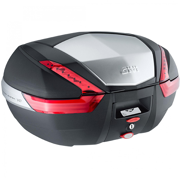 V47 MONOKEY Bauletto 47 litri nero/alluminio con catarifrangenti rossi Givi
