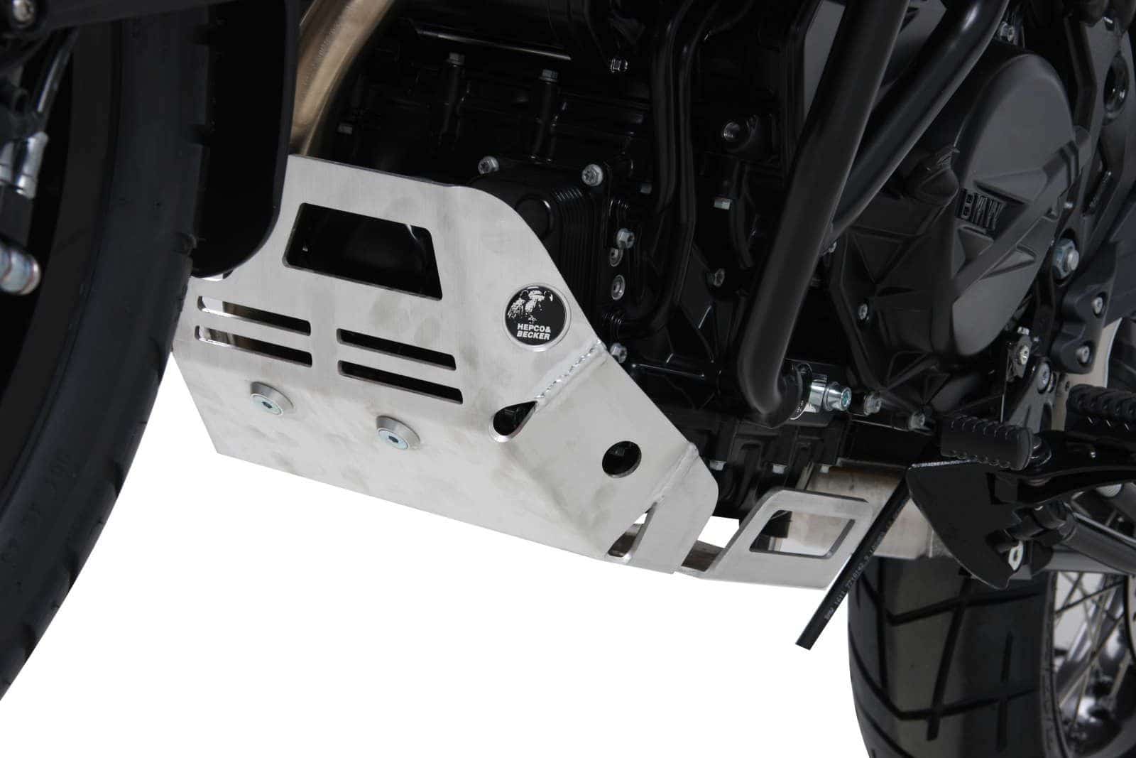 Piastra di protezione motore argento per BMW F 800 GS (08-18) Hepco & Becker