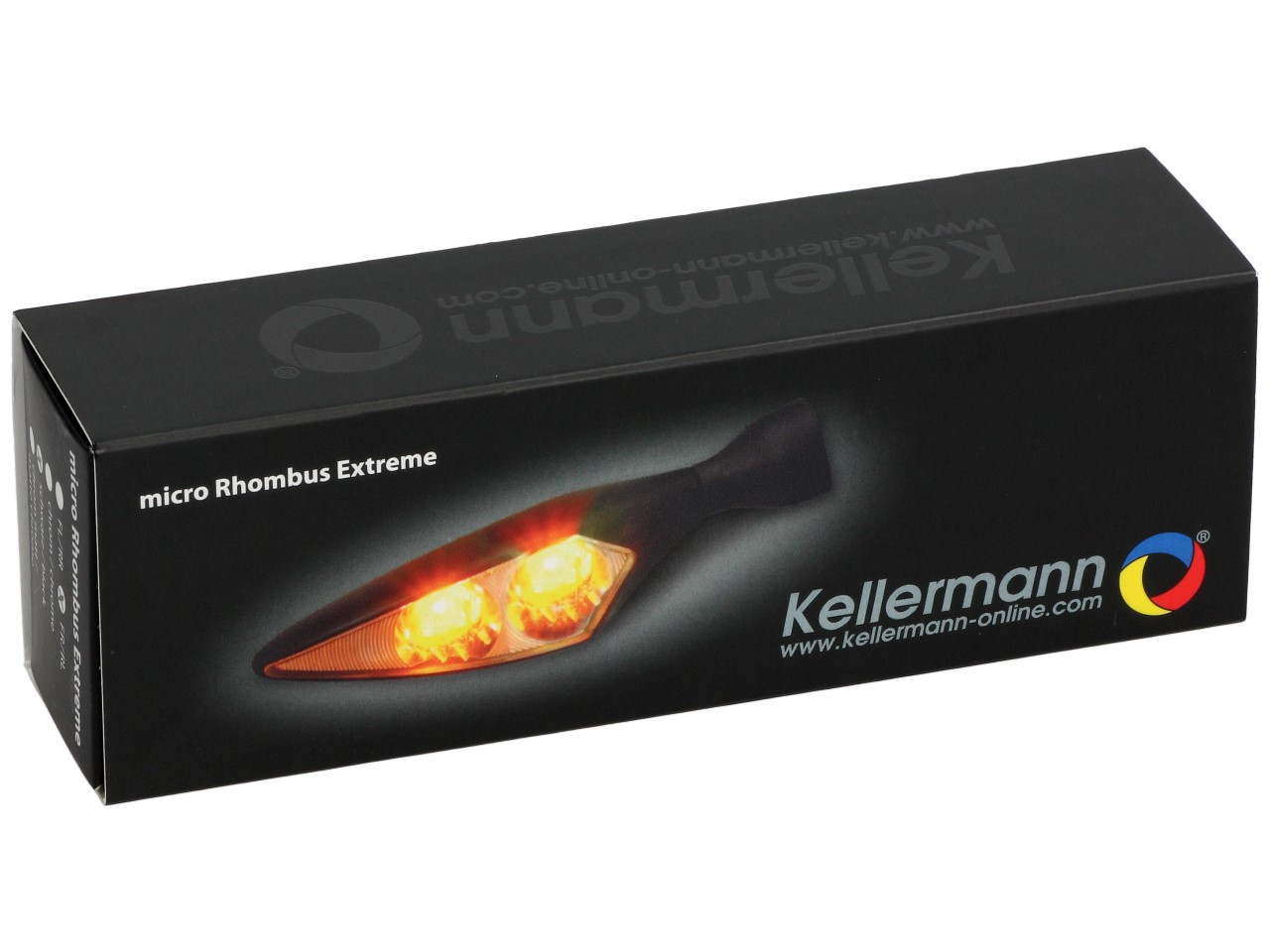 Indicatore Kellermann, Rhombus Extreme, acciaio, LED, VR/HL, 12 V, nero satinato, M8x20, omologato E