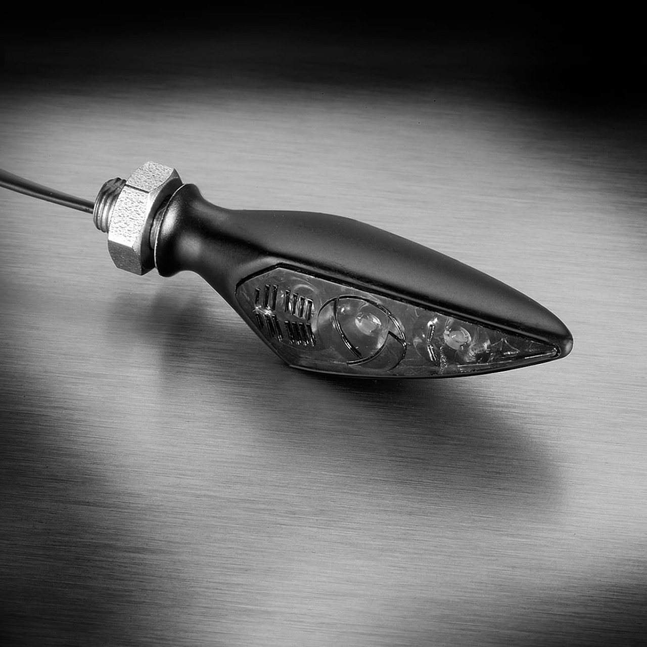 Indicatore Kellermann, Rhombus S Dark, alluminio, LED, VR/HL, 12 V, nero satinato, M5x0,5x6,5
