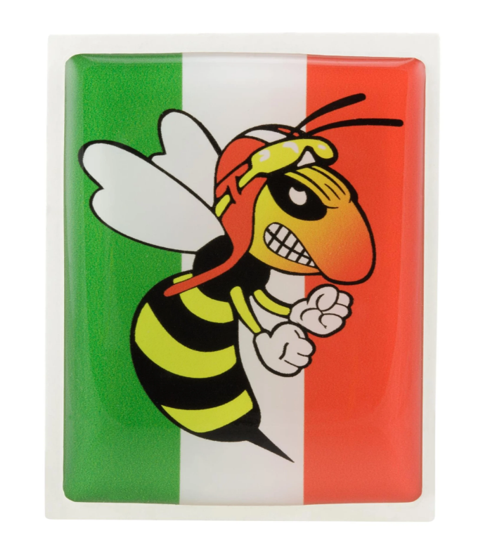Emblema Vespa "vespa arrabbiata" a 4 angoli a cascata, verde/bianco/rosso