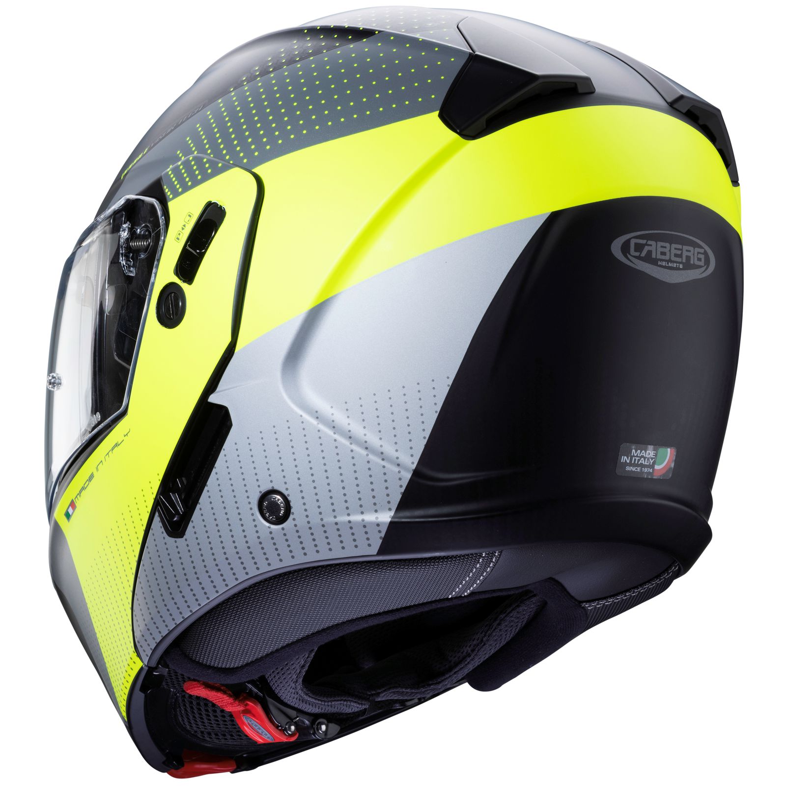 Casco Caberg Horus Scout, nero opaco/giallo fluo-grigio