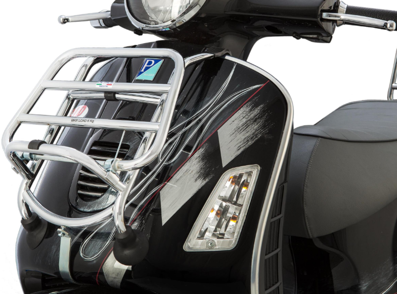 Portapacchi anteriore per Vespa GTS/GTS Super/GTV/GT 60/GT/GT L 125-300cc, pieghevole, cromato