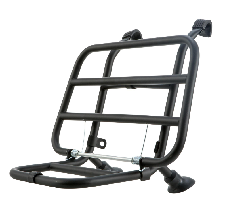 Portapacchi anteriore per Vespa PX 80-200cc, pieghevole, nero