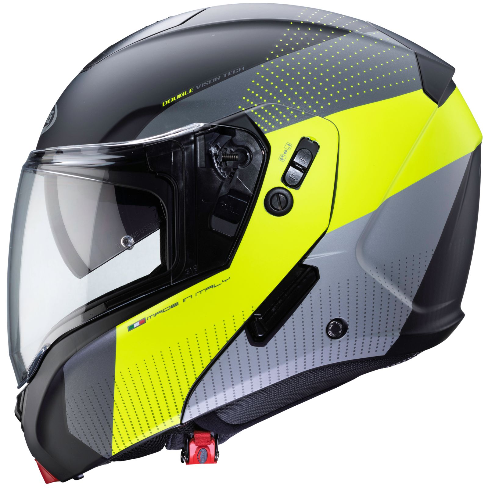 Casco Caberg Horus Scout, nero opaco/giallo fluo-grigio
