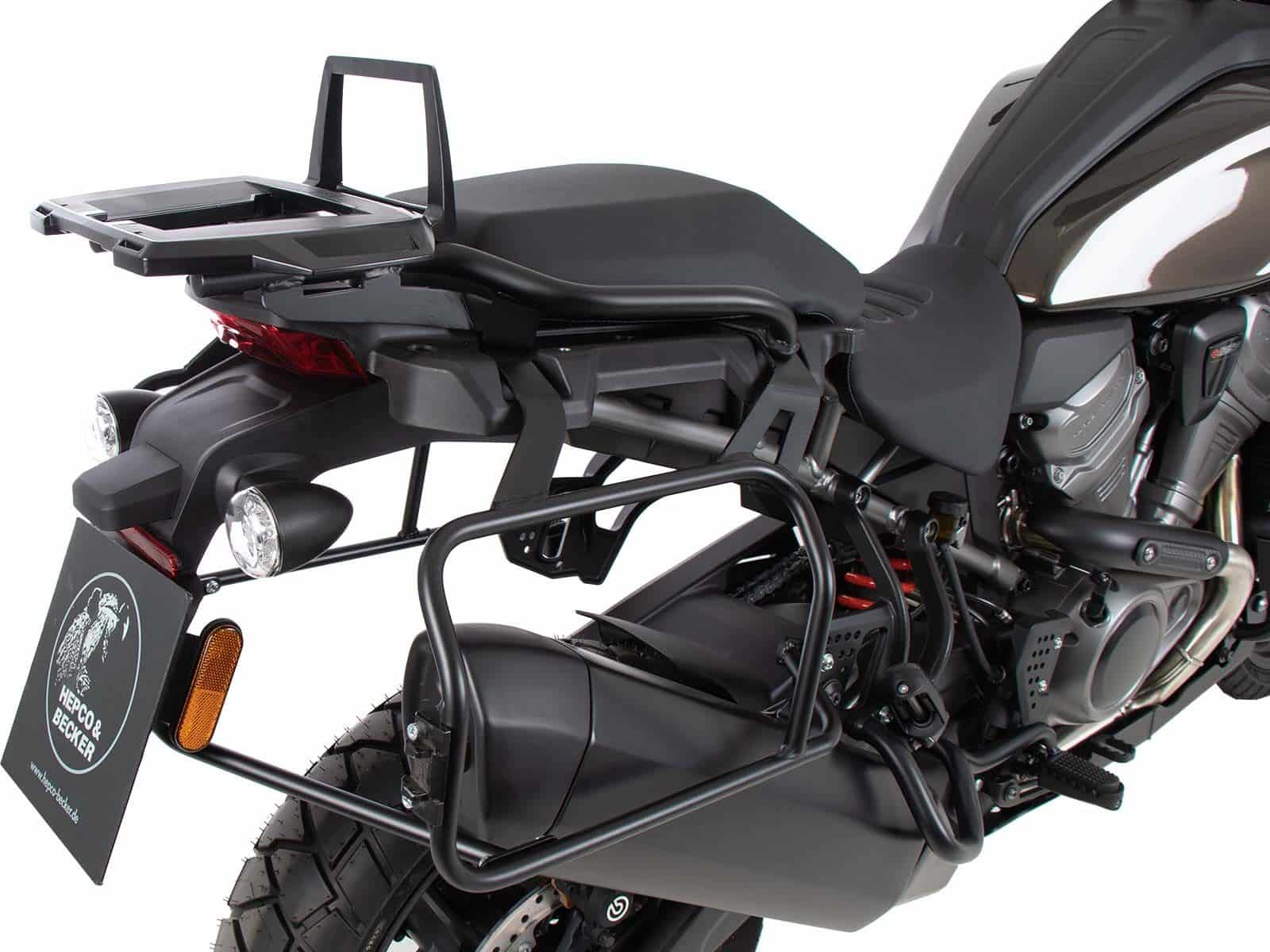 Portavaligie in alluminio nero per Harley Davidson Pan America (21-) Hepco & Becker