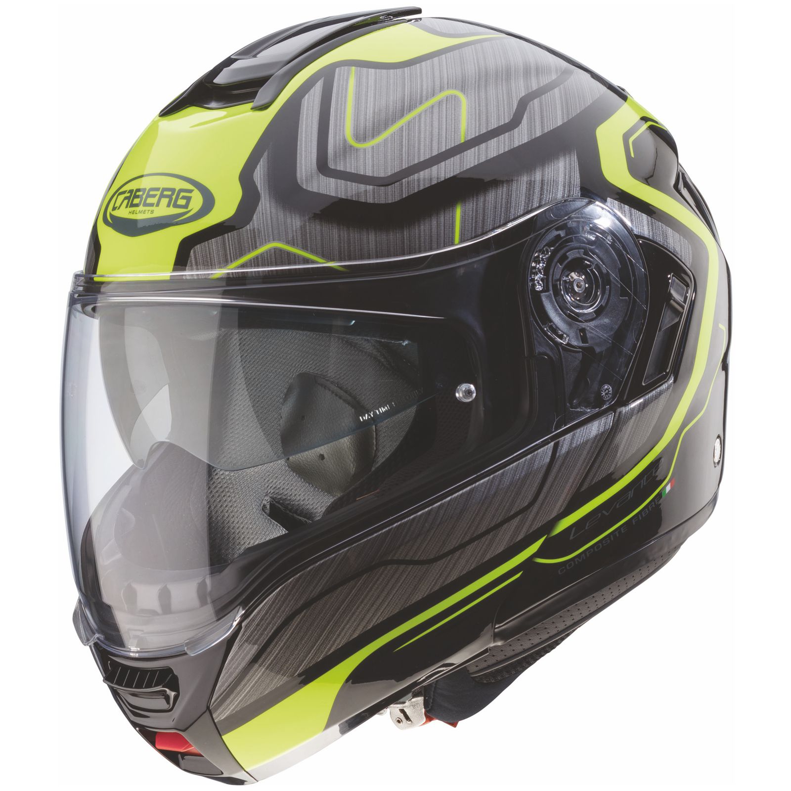 Caberg Casco Levo Flow, nero/grigio-fluo-giallo