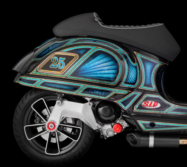 Forcellone per scarico racing, posteriore per Vespa GTS/​GTS Super/​GTV/​GT 60/​GT/​GT L senza ABS, argento