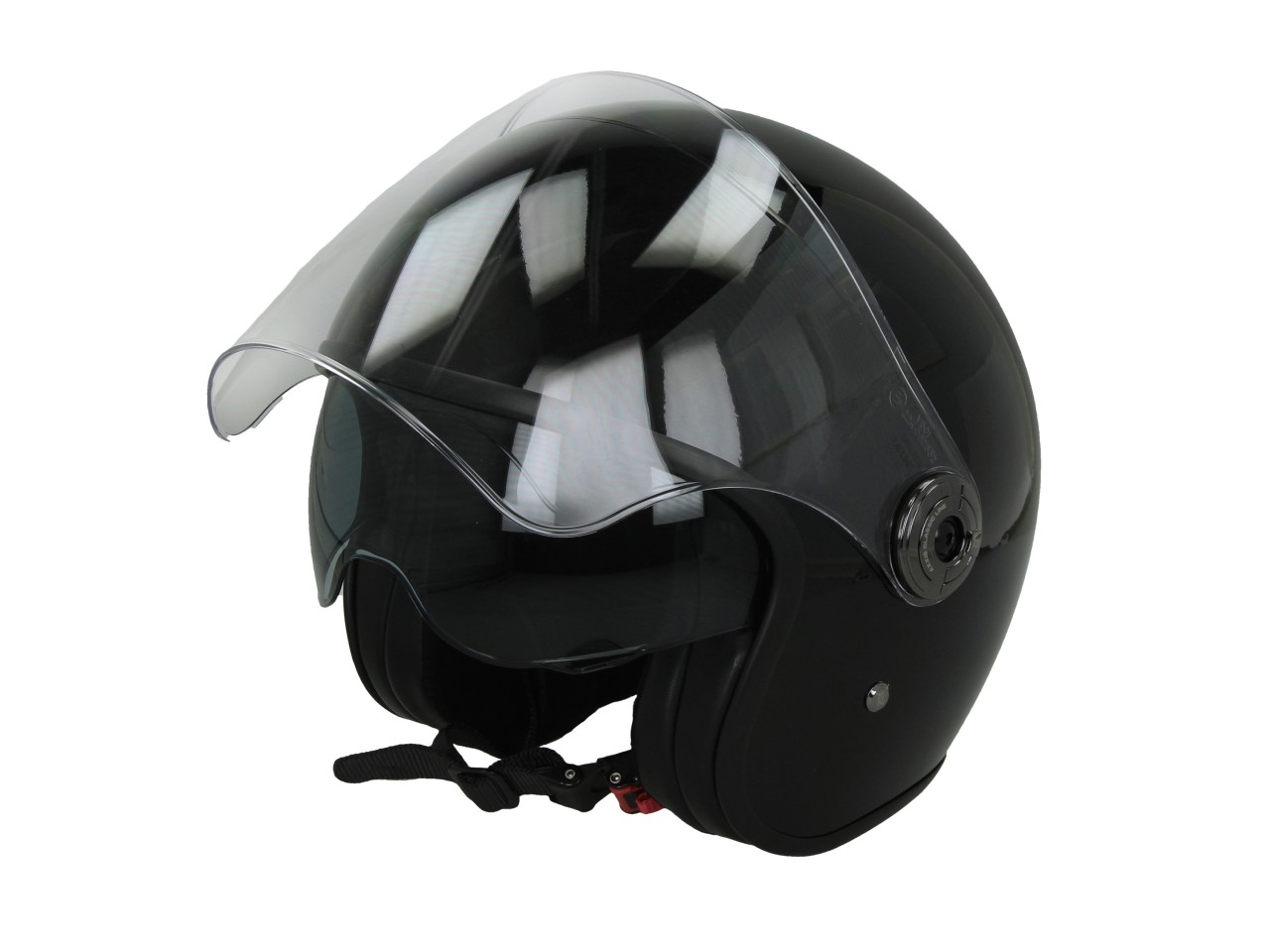 Casco jet Axxis Hornet Fiber LV SV, tinta unita, nero, lucido, fibra di vetro, ECE 22.06