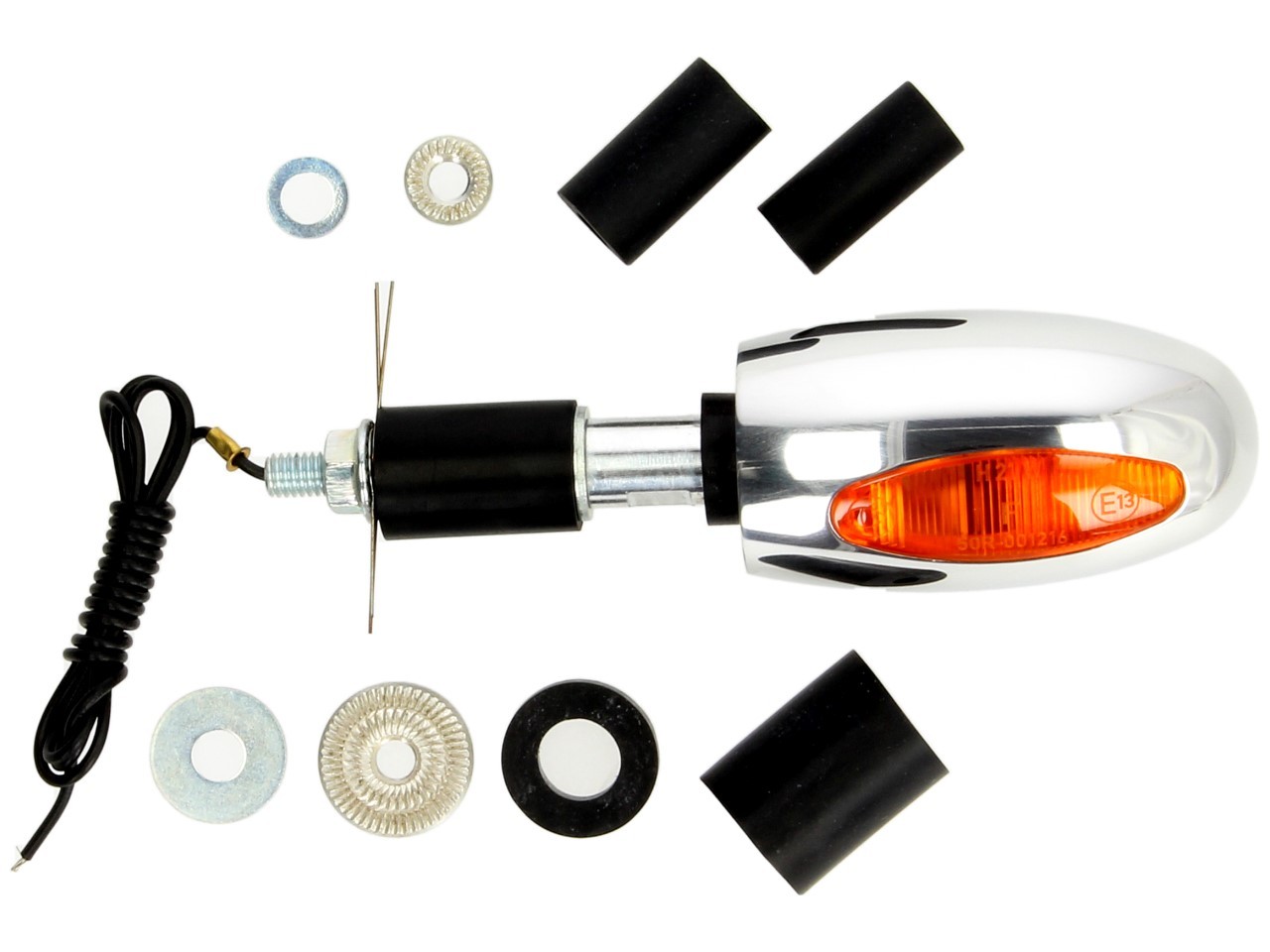 Indicatore Kellermann, BL 1000 giallo, alluminio, alogeno, VR/VL, 12 V, 21 W, cromo lucido, brillante