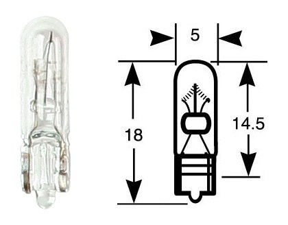 Lampadina ad anello, lampada a incandescenza, scatola singola, 12 V, 1,2 W, W2x4,6d