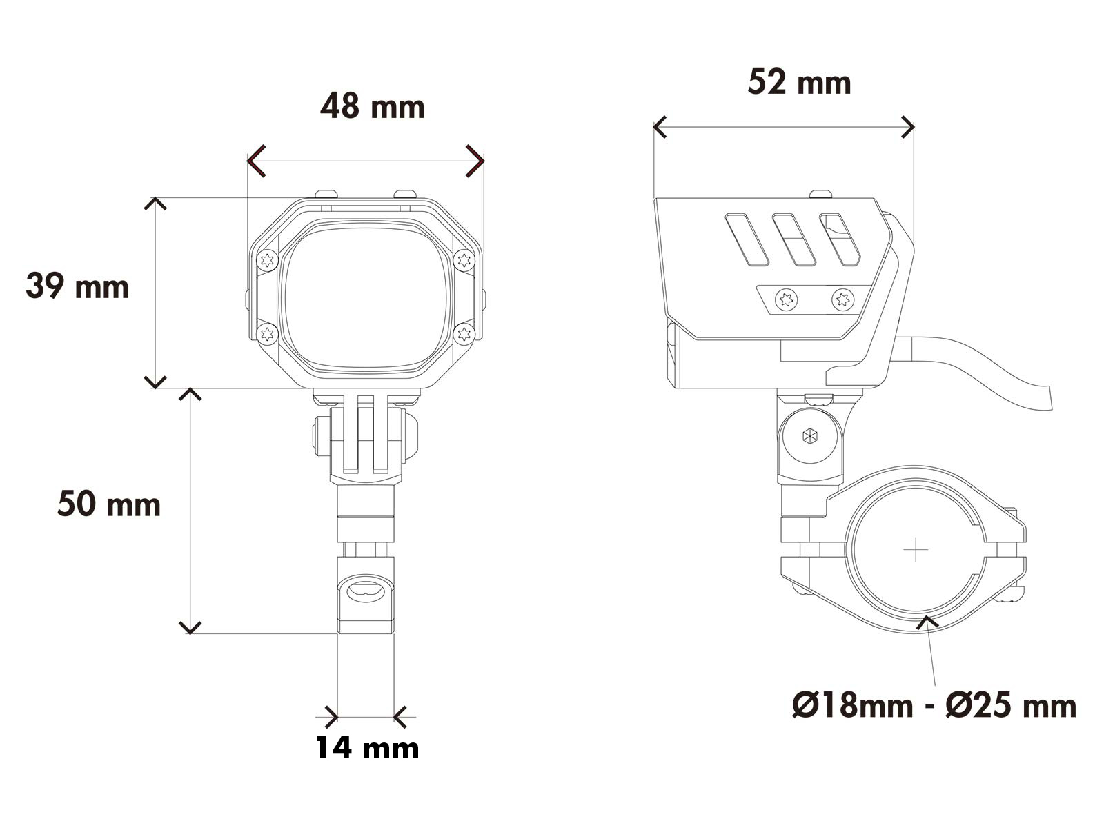 Faro ausiliario a LED Nova con montaggio universale per tubo Ø18-25mm Hepco & Becker
