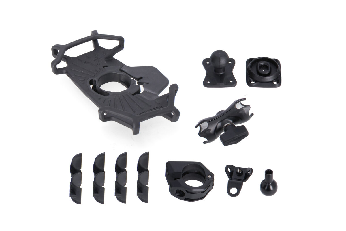 Kit universale per navigatore satellitare con supporto per smartphone T-Lock. Incluso braccio di fissaggio da 2". Per filettatura del manubrio/specchio