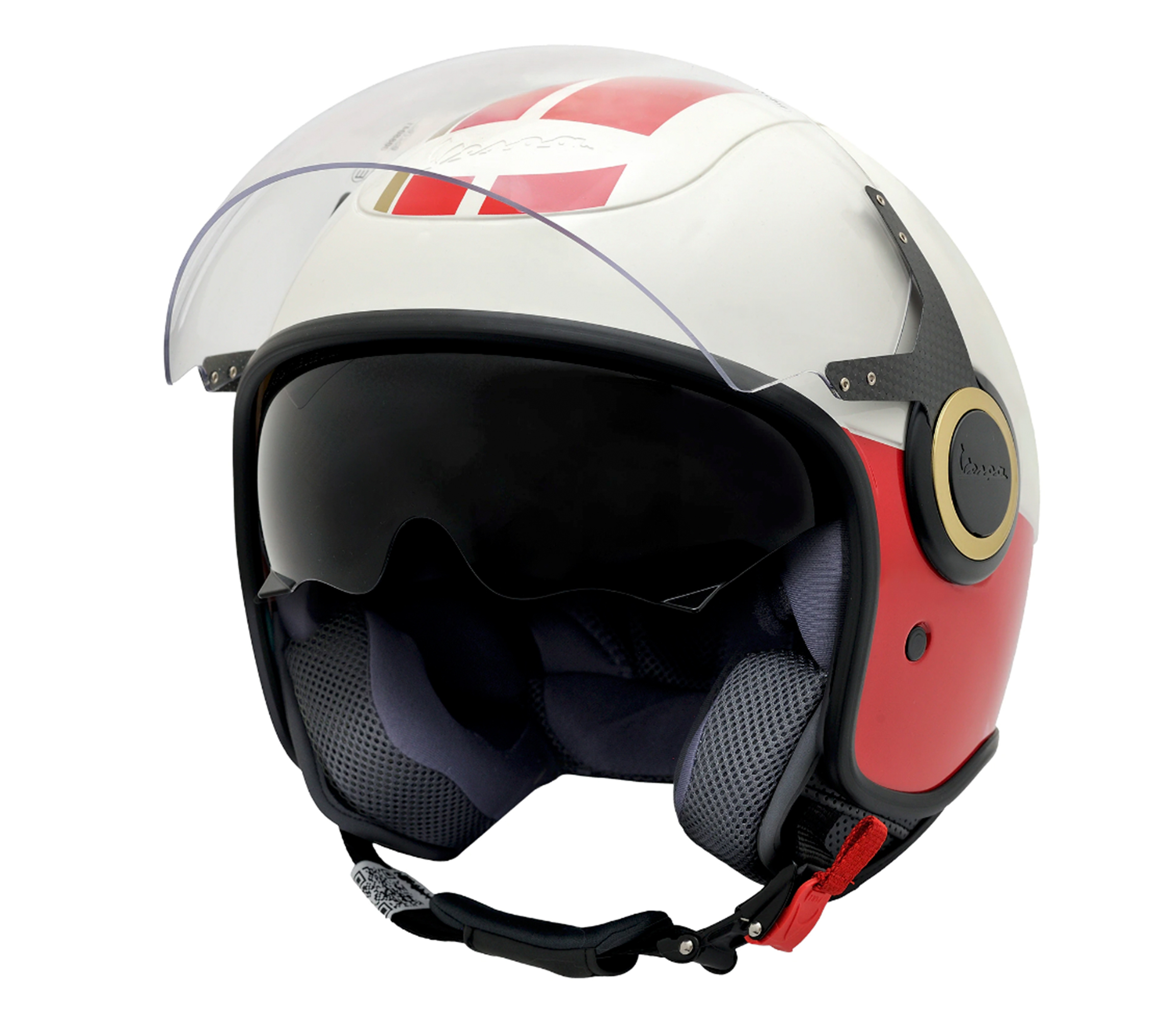 Casco Vespa Jet VJ Racing anni '60 bianco/rosso - Anni '60
