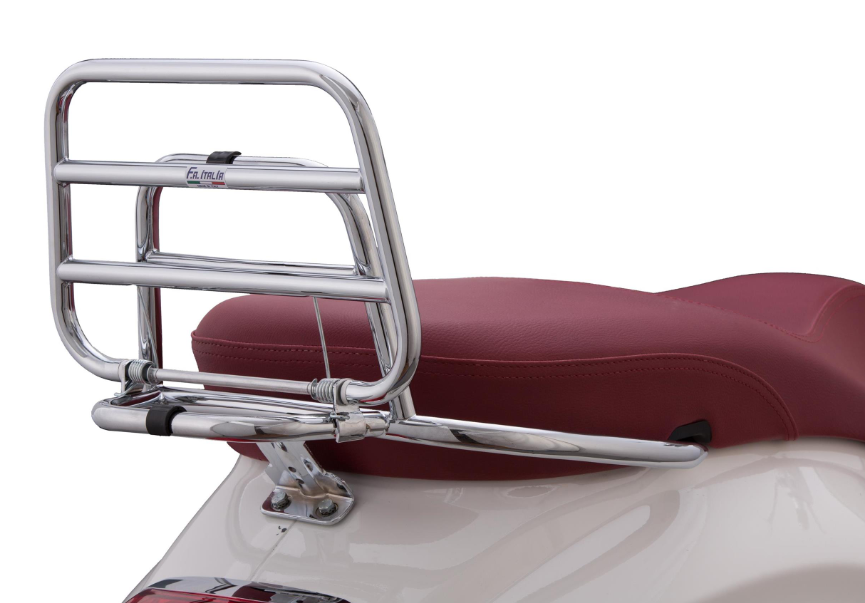 Portapacchi posteriore per Vespa Primavera /Sprint /Elettrica 50-150ccm, pieghevole, cromato