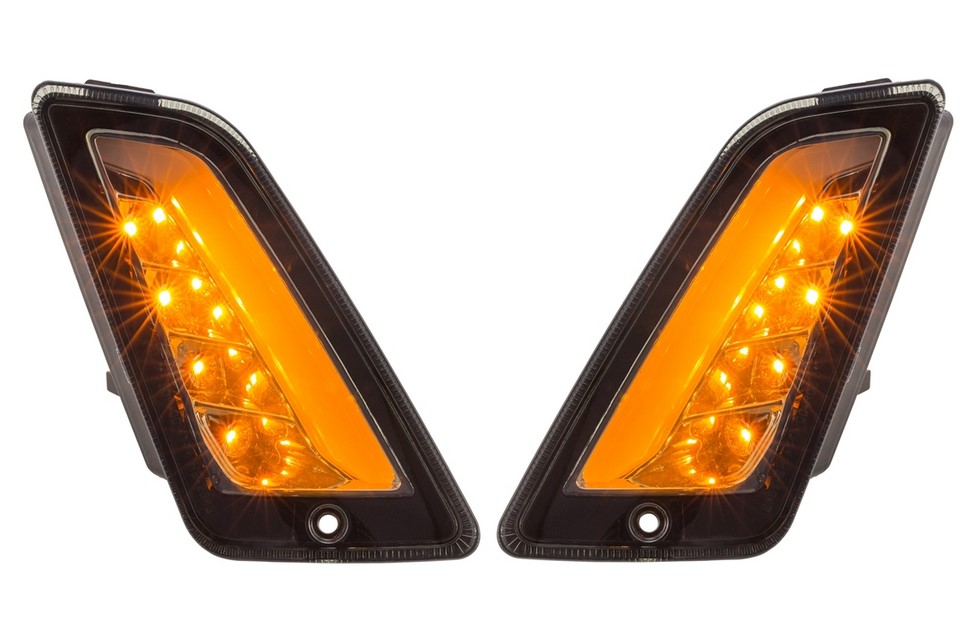 Kit indicatori di direzione anteriori destro/sinistro per Vespa GTS/GTS Super/GTV 125-300cc ('14-), colorati