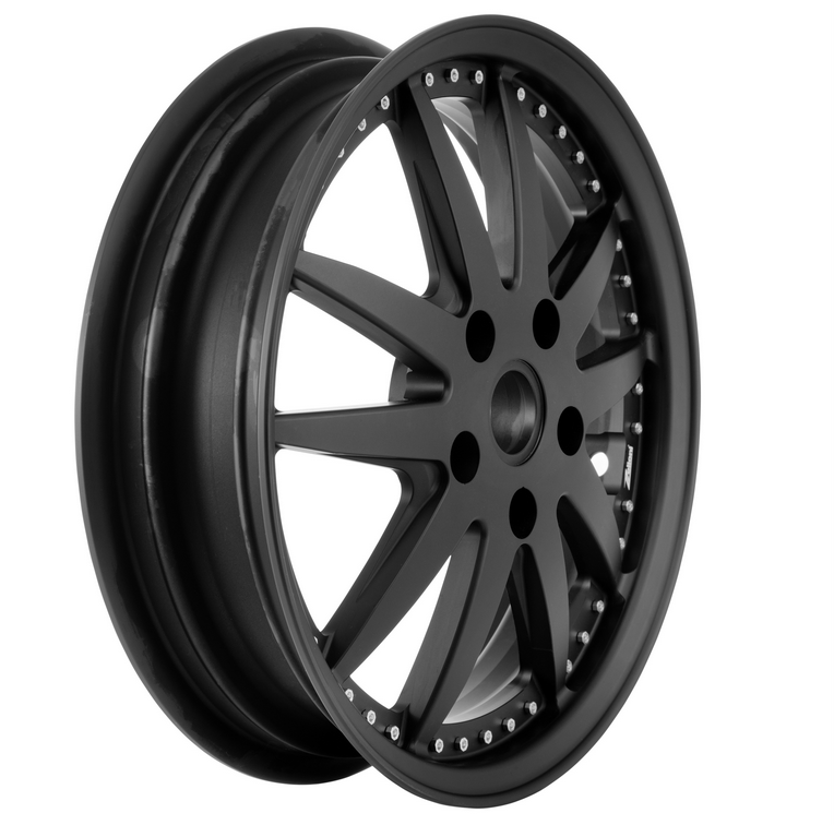 Cerchio sport anteriore/posteriore 12" per Vespa GTS/GTS Super/GTV/GT/946 125-300ccm, nero opaco