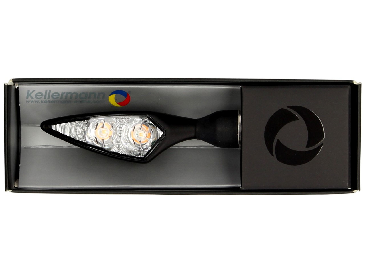 Indicatore Kellermann, Rhombus Extreme, acciaio, LED, VR/HL, 12 V, nero satinato, M8x20, omologato E