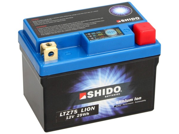 Batteria Shido LTZ7S, 12 V, 2,4 A, ioni di litio, 113x70x105 mm