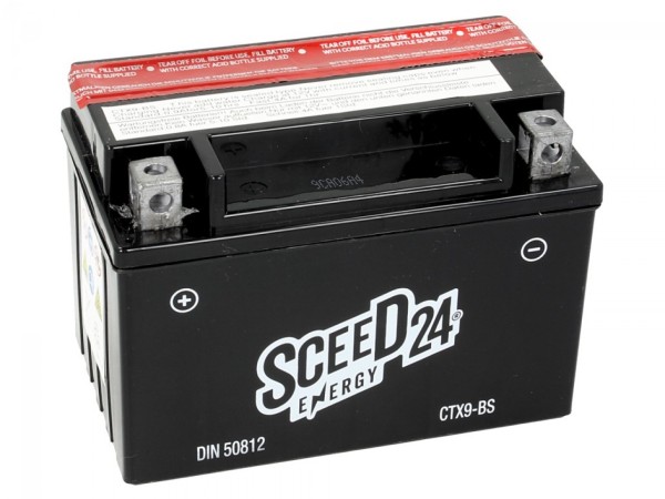 Batteria Sceed 42 Energy YTX9-BS, 12 V, 8 A, esente da manutenzione con pacchetto acido
